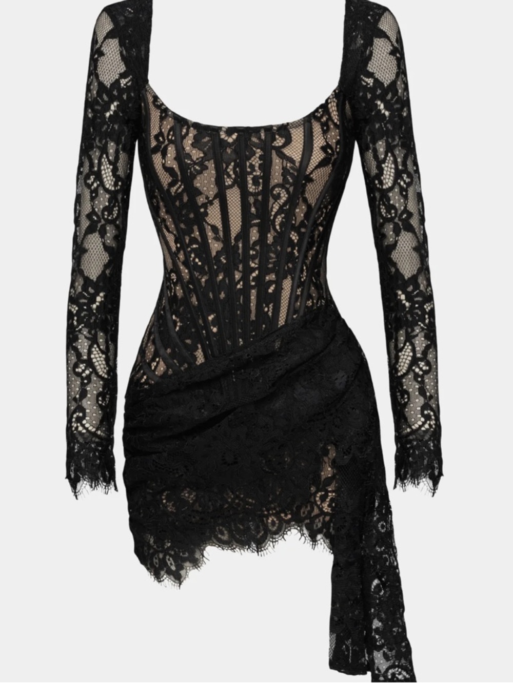 Heiress Lace Corset Long Sleeve Mini Dress
